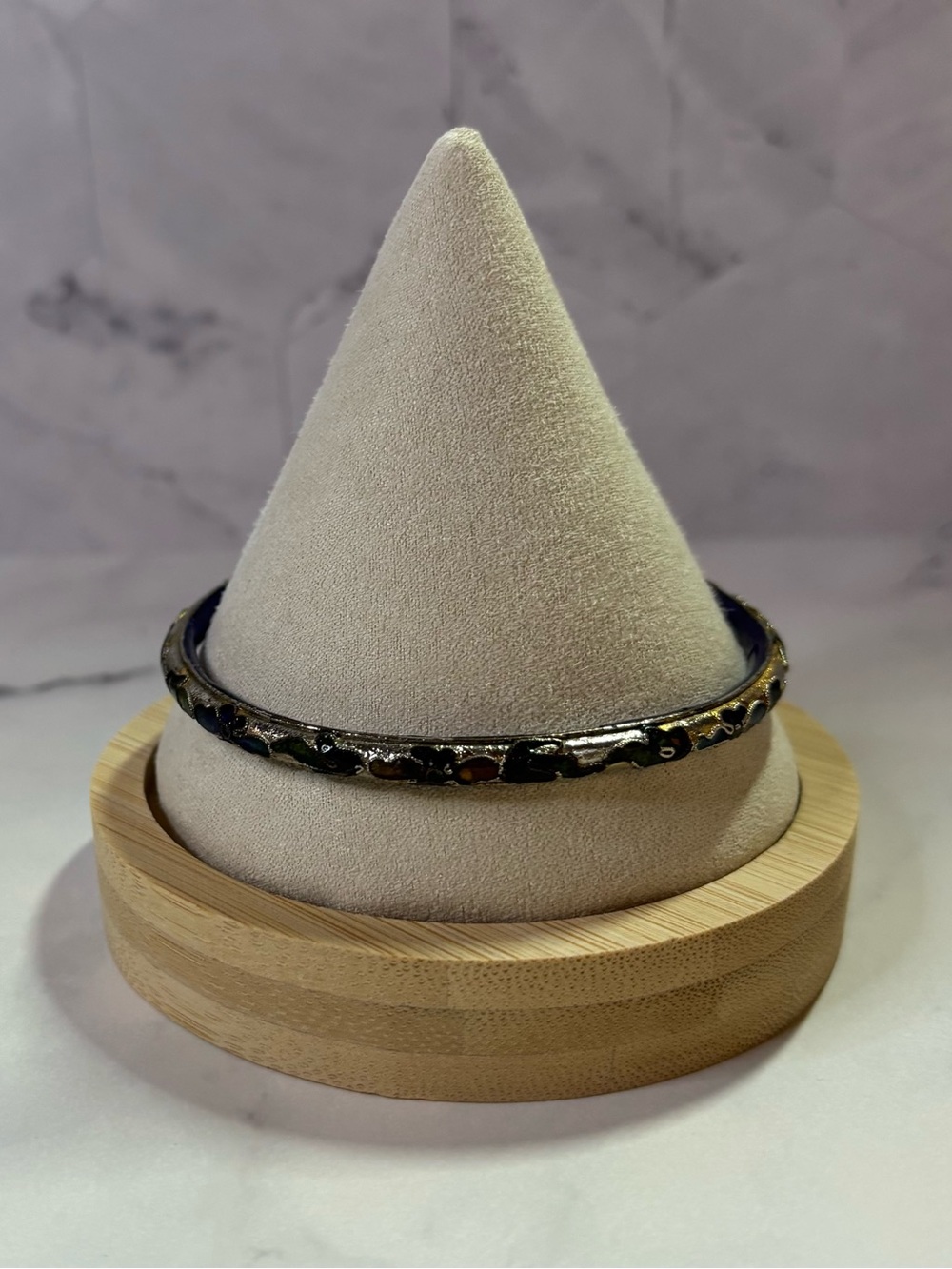 Cloisonné Enamel Textured Women's Bangle Bracelet